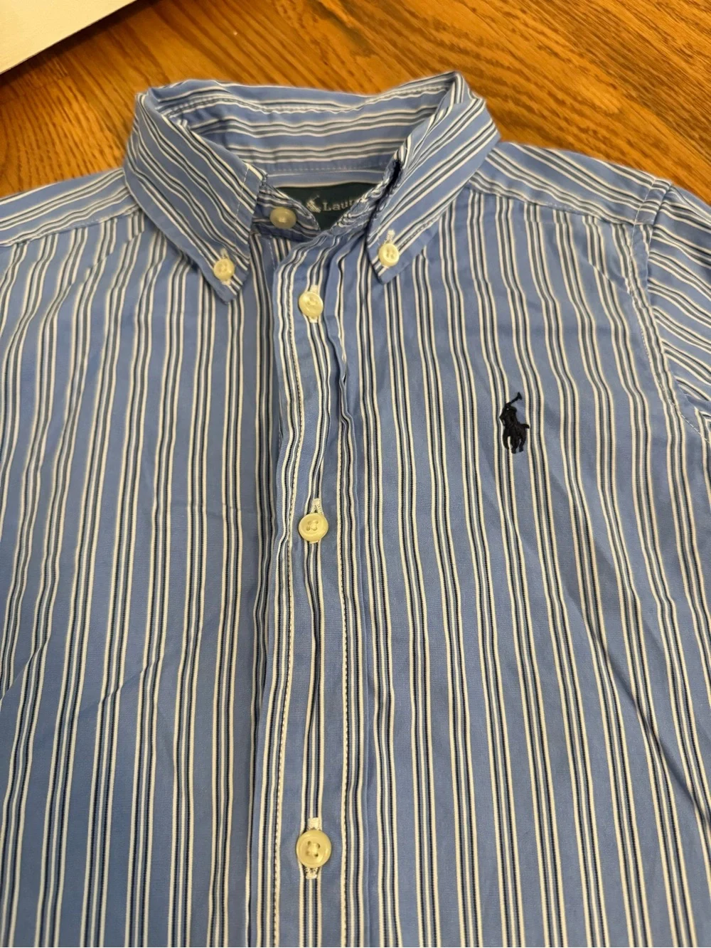 Ralph Lauren Toddler Boy Blue Striped Button Down Shirt Size 3T